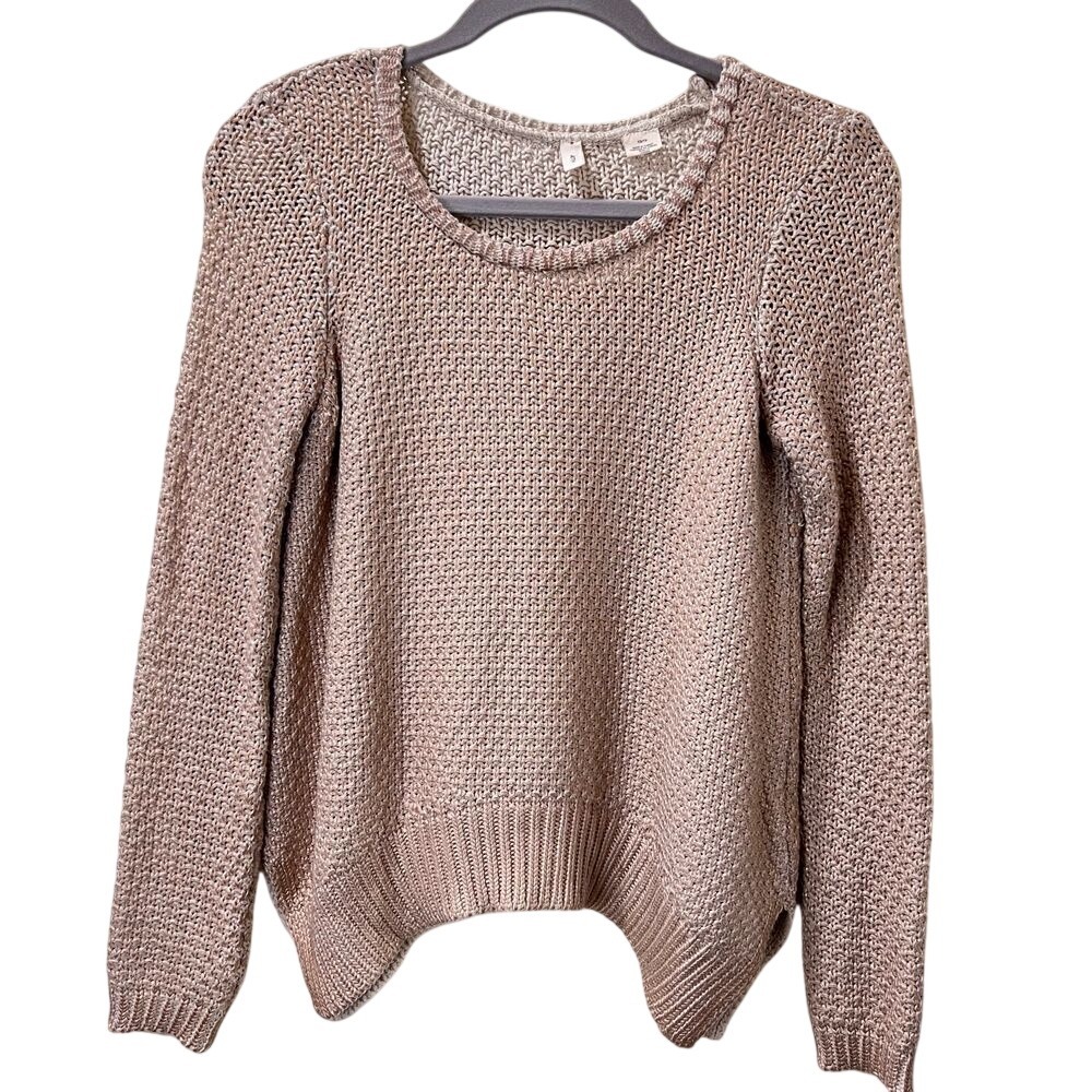 Moth Anthropologie Sweater Womens XS Rose Gold Metallic Open Knit Pullover Boho